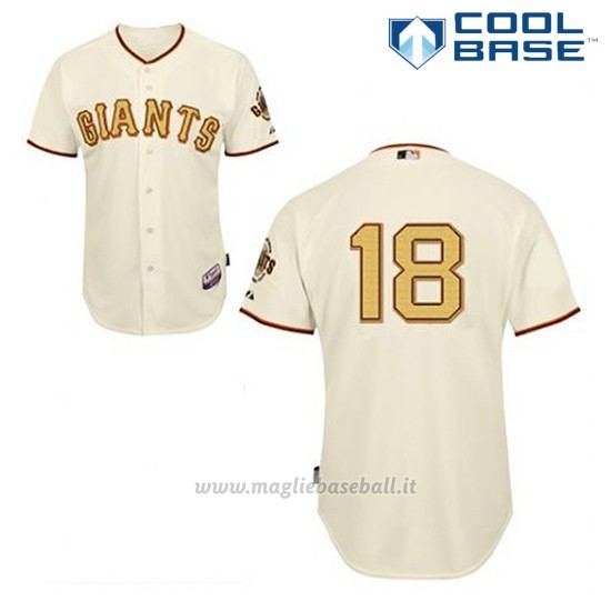 Maglia Baseball Uomo San Francisco Giants Matt Cain 18 Crema Cool Base